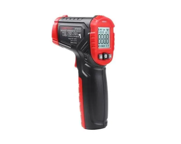 Aparat de masura digital Habotest HT641B, Pirometru/Termometru Laser Profesional, Pana la 600  C, Afisaj LCD, Negru
