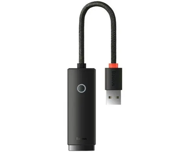 Adaptor placa de retea Baseus Lite WKQX000001, USB 2.0 - RJ-45 10/100 Mbps, LED, Negru