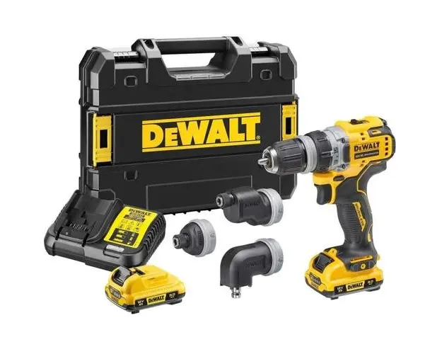 Masina de insurubat Dewalt DCD703L2T, cuplu reglabil cu acumulator, mandrina 10/57.5 Nm, 12V/2x3.0 Ah