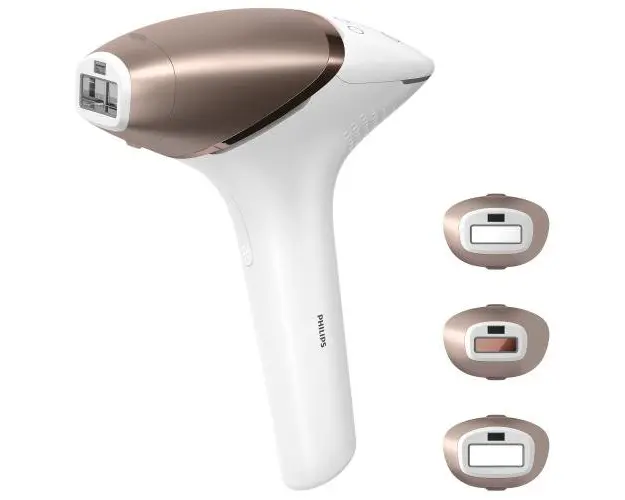 Epilator IPL Philips Lumea Seria 9900 BRI973/00, Senzor Smartskin, tehnologie SenseIQ, conectare la aplicatie cu functii Skin AI, utilizare cu sau fara fir, 450.000 impusuri, accesoriu fata, corp, precizie (Rose Gold/Alb)