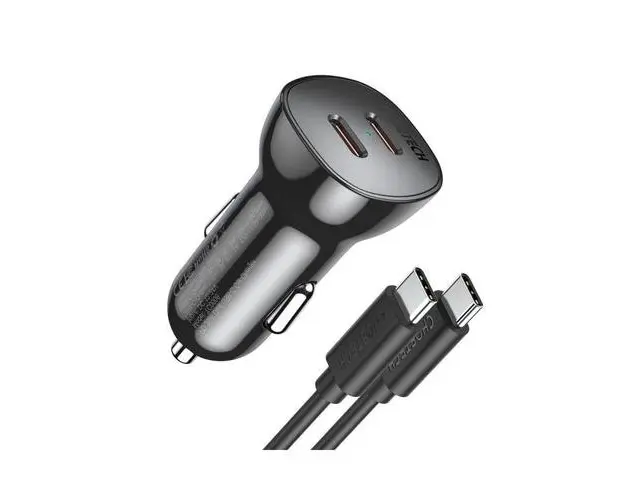 Incarcator Auto Choetech Fast Charger, 36 W, 2x USB Type-C, Quick Charge, Power Delivery, Cu Cablu USB Type-C, 2m (Negru)