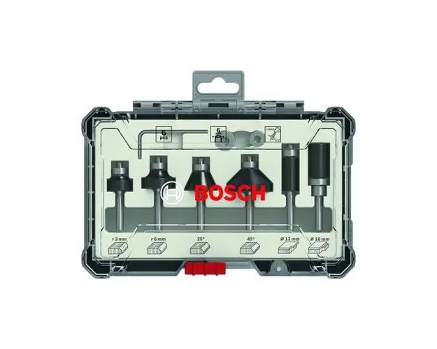 Set 6 freze de profilat canturi Bosch frezare coplanara si refecare, tija 6 mm