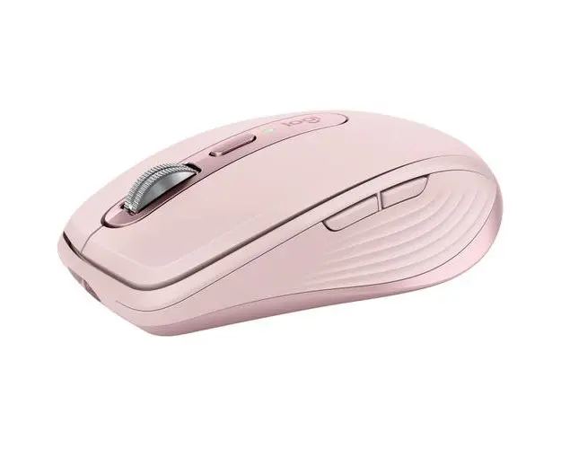 Mouse Wireless Logitech MX Anywhere 3S, 2.4G Hz si Bluetooth, Silent, Scroll MagSpeed, Multidevice, USB-C (Roz)