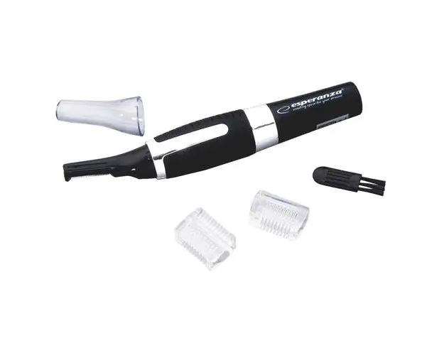 Trimmer (aparat tuns) destinat eliminarii parului inestetic din nas, urechi sau din zona sprancenelor cu 2 accesorii de taiere