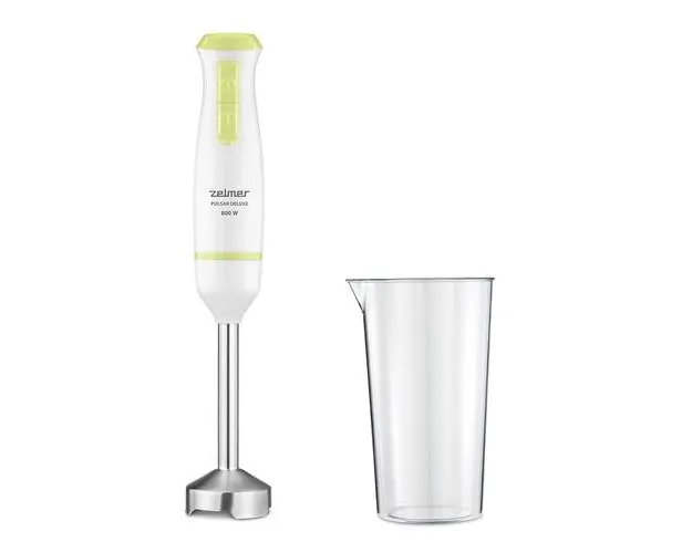 Blender de mana Zelmer ZHB4561L Pulsar Deluxe, 800 W, 2 lame inox, Turbo, Recipient 800 ml (Alb/Galben)