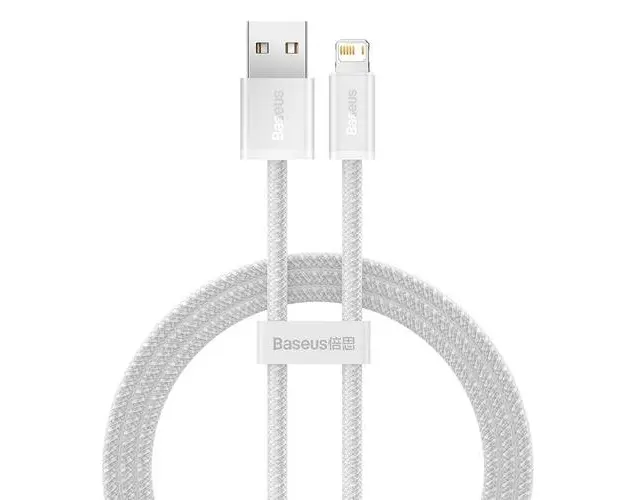 Cablu alimentare si date Baseus Dynamic Series CALD000402, Fast Charging, pentru smartphone, USB la Lightning Iphone 2.4A, 1m, braided, Alb