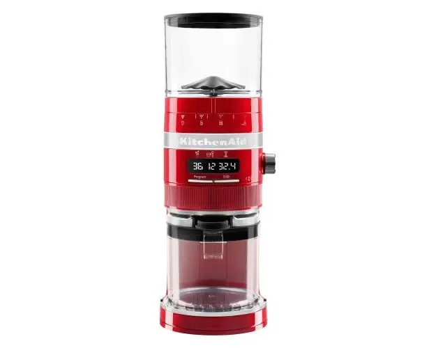 Rasnita electrica de cafea KitchenAid Artisan 5KCG8433ECA, 150 W, 70 setari macinare (Rosu)