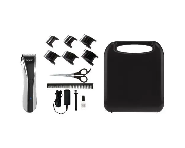 Set de tuns parul Wahl Lithium Pro Led 1910.0467, alimentare acumulator, 0,5-25mm, 6 capete, 6 nivele de taiere, negru-argintiu