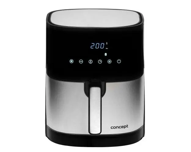 Friteuza fara ulei Concept FR5000 AirFryer, 1700 W, 5 l, 8 programe gatire presetate, temperatura reglabila 80 - 200 grade, timer (Negru/Argintiu)