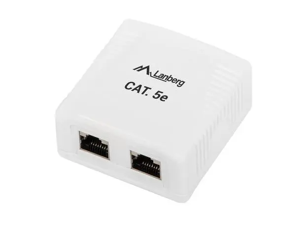 Priza dubla FTP cat 5e, ecranata, Lanberg 40428, montaj aparent, 2 x RJ45, Alb