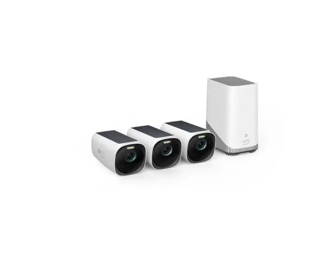Kit supraveghere video EufyCam 3 S330, 4K Ultra HD, Incarcare solara, BionicMind™, Nightvision, Homebase 3, 3 camere video