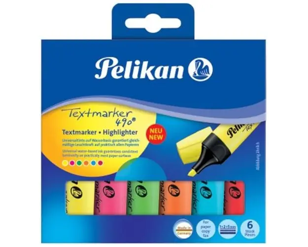 Set 6 Textmarker Pelikan 490, cutie carton