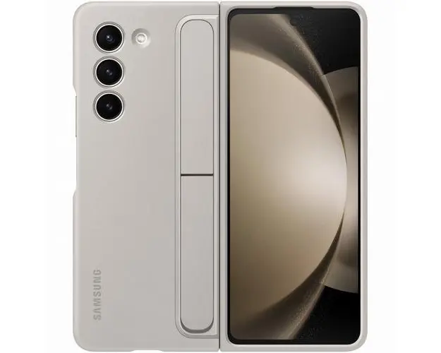 Husa de protectie Samsung Standing Case with Strap pentru Samsung Galaxy Z Fold 5 (Bej)