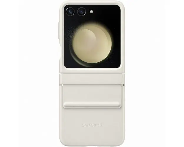 Husa de protectie Samsung Flap Eco-leather Case pentru Samsung Galaxy Z Flip 5 (Crem)