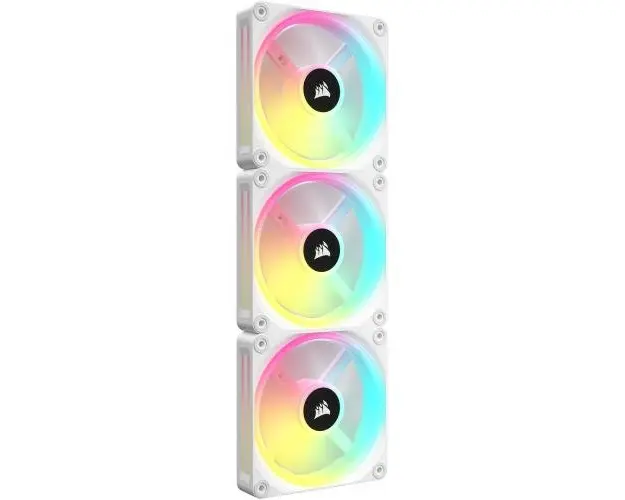 Set 3 Ventilatoare Corsair iCUE LINK QX120 RGB Magnetic Dome, Starter Kit, 120 mm, 2400 RPM (Alb)