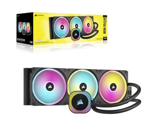 Cooler procesor AIO Corsair iCUE LINK H170i RGB, 420mm, racire cu lichid (Negru)