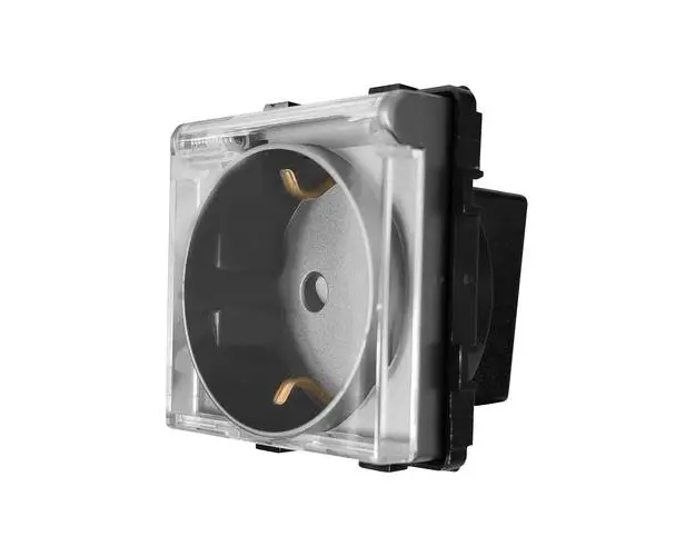 Modul Priza Simpla cu Protectie Fara Rama Din Sticla LUXION, Gri