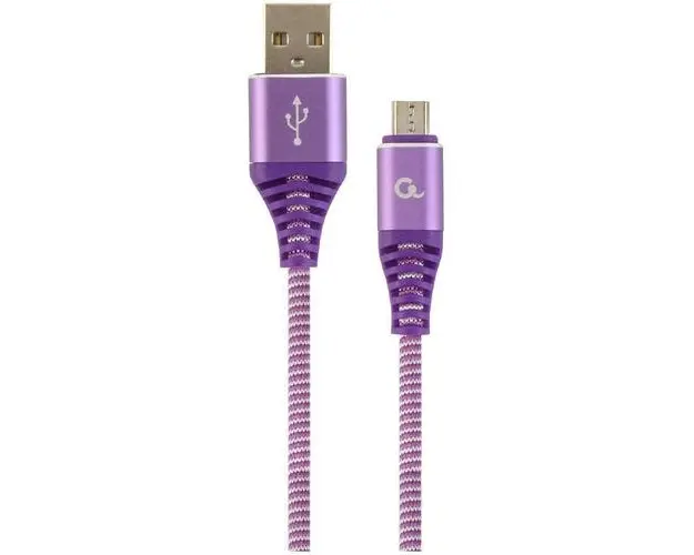 Cablu alimentare si date Gembird, USB 2.0 (T) la Micro-USB 2.0 (T), 2m, Violet / Alb, CC-USB2B-AMmBM-2M-PW