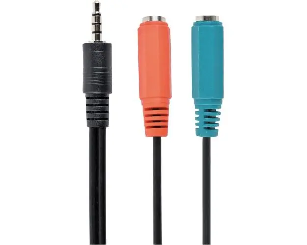 Cablu audio Gembird 1 x 3.5 mm jack T la 2 x 3.5 mm jack M), stereo, 20cm, Negru, CCA-417