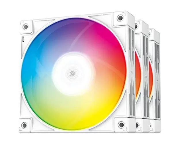 Ventilator DeepCool „FC120 WHITE (3 IN 1)” PC 120x120x25 mm, RGB, 3 pin, Hydro Bearing, set 3 buc, Alb