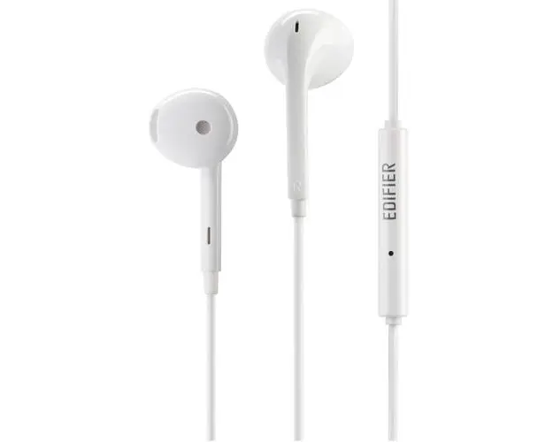 Casti Edifier, cu fir, intraauriculare - butoni, pentru smartphone, Alb