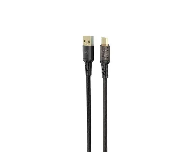 Cablu transparent Tellur USB to Type C, 3A, 1m, Negru