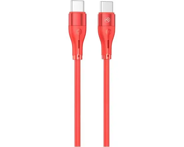 Cablu silicon Tellur Type-C to Type-C, 3A, PD60W, 1m, Rosu