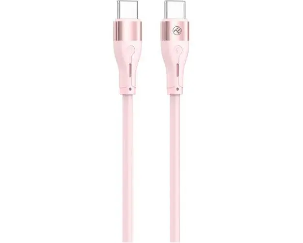 Cablu silicon Tellur Type-C to Type-C, 3A, PD60W, 1m, Roz