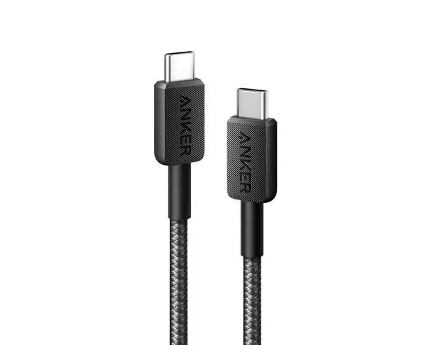 Cablu Anker 322 USB-C la USB-C, 60W, 0.9 metri, Negru
