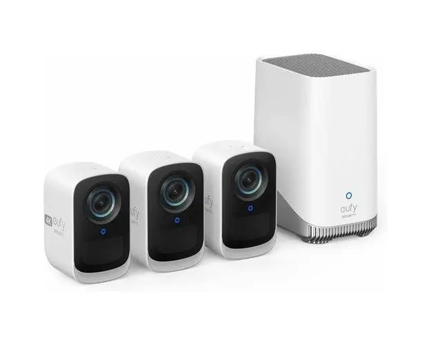 Kit supraveghere video eufyCam 3C S300,4K Ultra HD, BionicMind™, Nightvision, Homebase 3 - 3 camere video eufyCam 3C