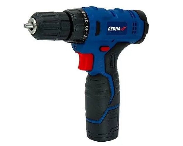 Masina de gaurit cu acumulator Dedra DED7874, 12V, 1,5Ah (Negru/Albastru)