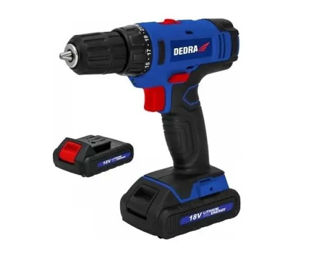 Masina de gaurit si insurubat cu acumulator DEDRA DED7880B, 18V, 1350 RPM, 26 Nm