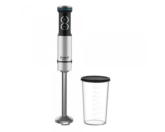 Mixer vertical Samus SB1200S, 1200 W, Turatie reglabila, Functie Pulse, Picior inox, Pahar 0.8 L (Negru/Inox)