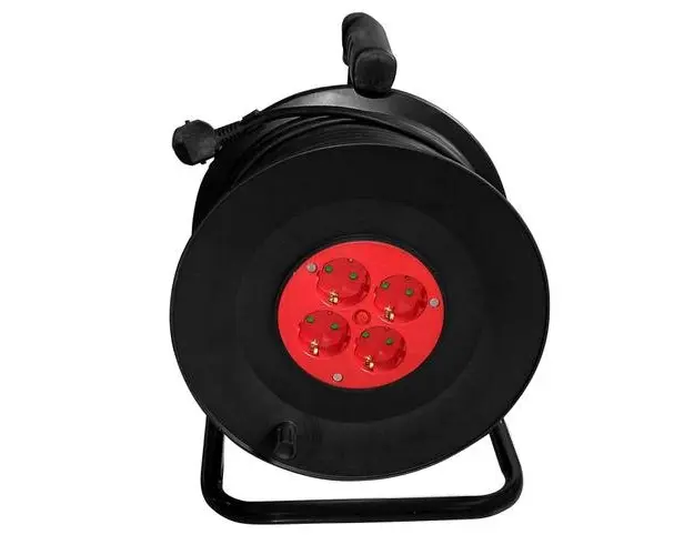 Prelungitor cu tambur Samus 4PT15-3680, 4 Prize, 15M, 3680W, Negru