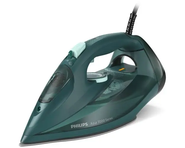 Fier de calcat Philips Azur DST7050/70, 2800 W, Debit de abur continuu de 50g/min si jet de abur de 250 g, Talpa SteamGlide Elite, Rezervor de 300 ml, Sistem de curatare automata cu rezervor integrat pentru calcar, Oprire automata de siguranta (Verde)