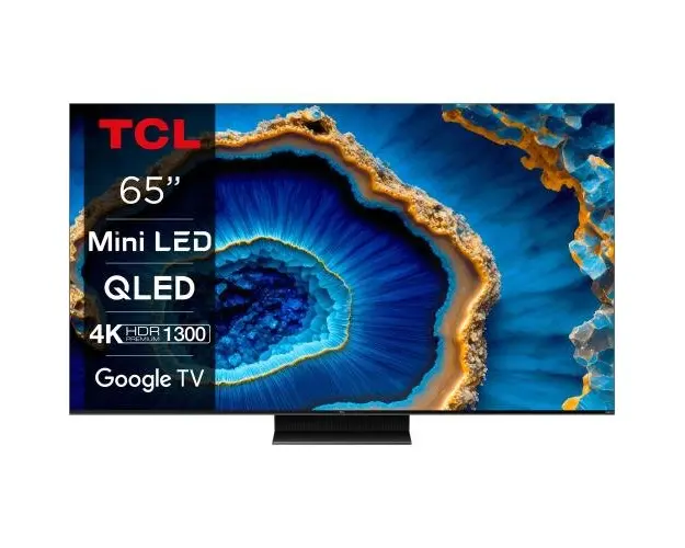 Televizor QLED MiniLED TCL 165 cm (65inch) 65C805, Ultra HD 4K, Smart TV, Google TV, WiFi, CI+, Clasa G, 144 Hz (Model 2023)