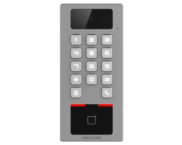 Terminal control acces si interfon cu tastatura si cititor card, rezolutie 2MP, Wi-Fi, RS485, Alarma - Hikvision - DS-K1T502DBWX-C