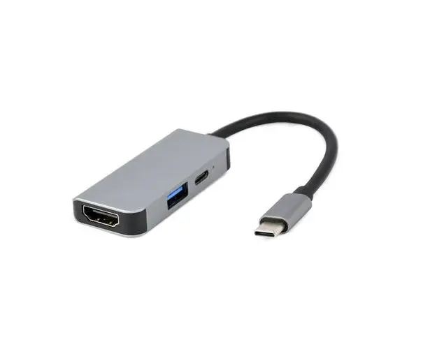 HUB USB Gembird A-CM-COMBO3-02, USB Type C (Gri)