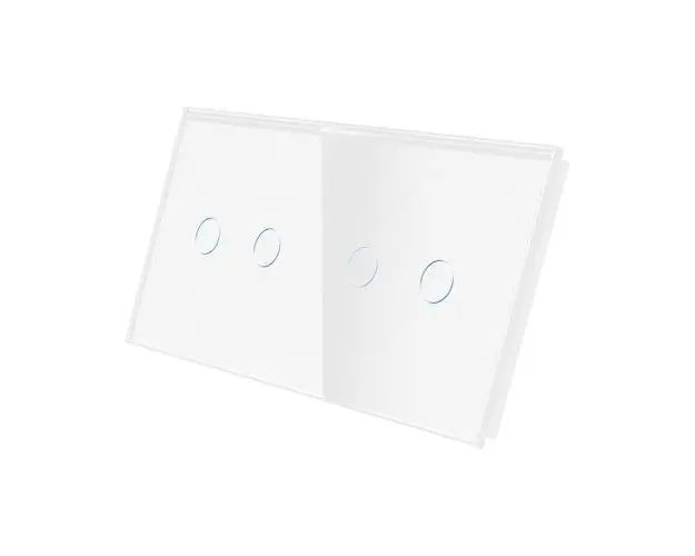 Panou Intrerupator Dublu + Dublu cu Touch Din Sticla LUXION, Alb