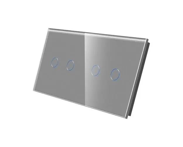 Panou Intrerupator Dublu + Dublu cu Touch Din Sticla LUXION, Gri