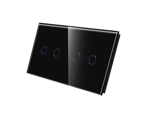 Panou Intrerupator Dublu + Dublu cu Touch Din Sticla LUXION, Negru