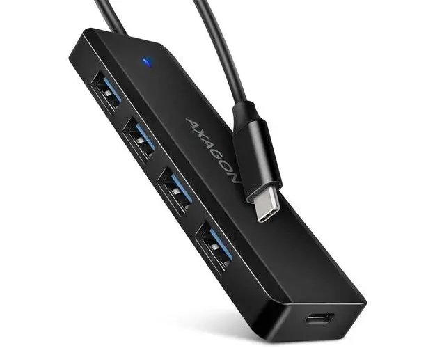 Hub USB Axagon HUE-C1C, 4x USB 3.2 Gen 1,0.2m, USB Type-C, Negru