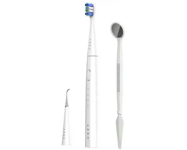 Periuta de dinti sonica electrica Aeno ADB0008, 30000 rpm, 3 moduri de curatare, IPX7, 3 capete de perie + instrument metalic de curatare + oglinda incluse, Alb