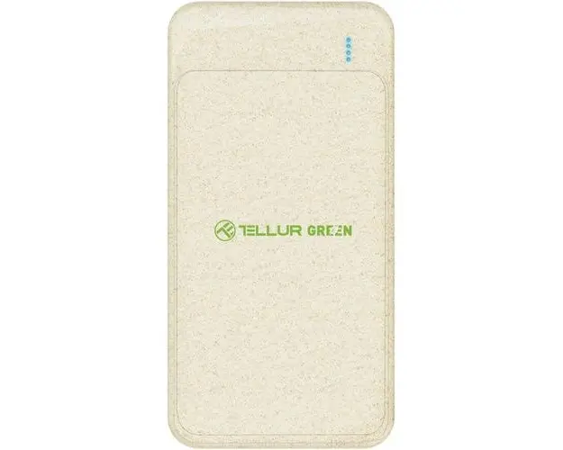 Acumulator extern Tellur Green PD103 10000mAh 2xQC3.0 + PD 18W (Crem)