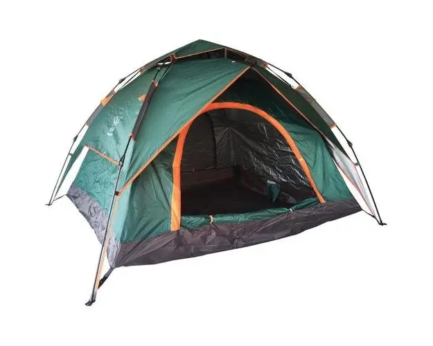 Cort camping automat pentru 3-4 persoane, 200x230x140 cm, Verde/Portocaliu