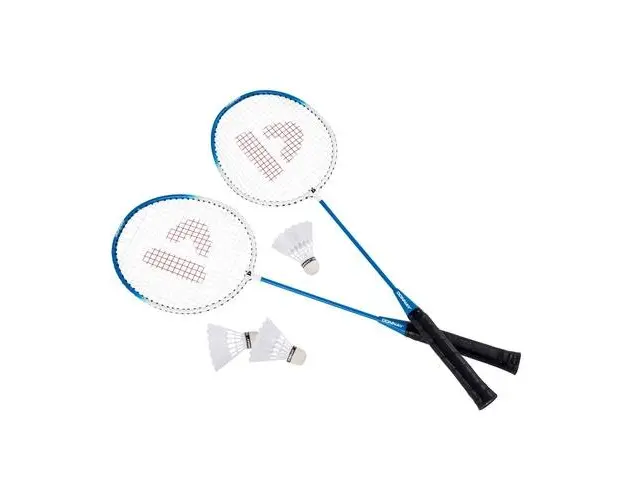 Set badminton Donnay 6 piese Albastru, 2 rachete, 3 fluturasi, Geanta transport