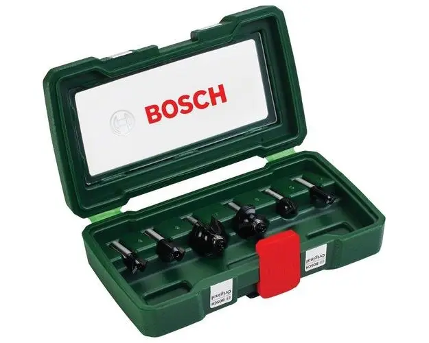 Set 6 freze de profilare Bosch, pentru lemn, tija 8mm, ambalaj de plastic