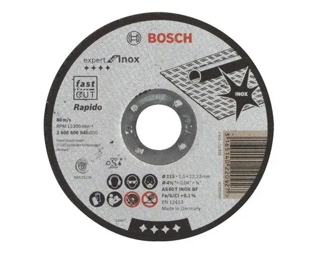 Disc abraziv taiere inox Bosch 2608600545, 115 mm diametru, 1 mm grosime