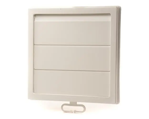 Grila ventilatie Ø125mm patrata cu jaluzele gravitationale, exterior, 150x150, ASA plastic Beige