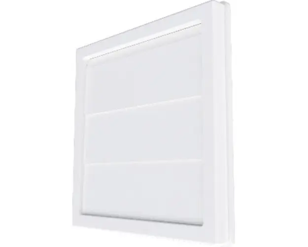Grila ventilatie Ø125mm patrata cu jaluzele gravitationale, exterior 150x150, ASA plastic Alb